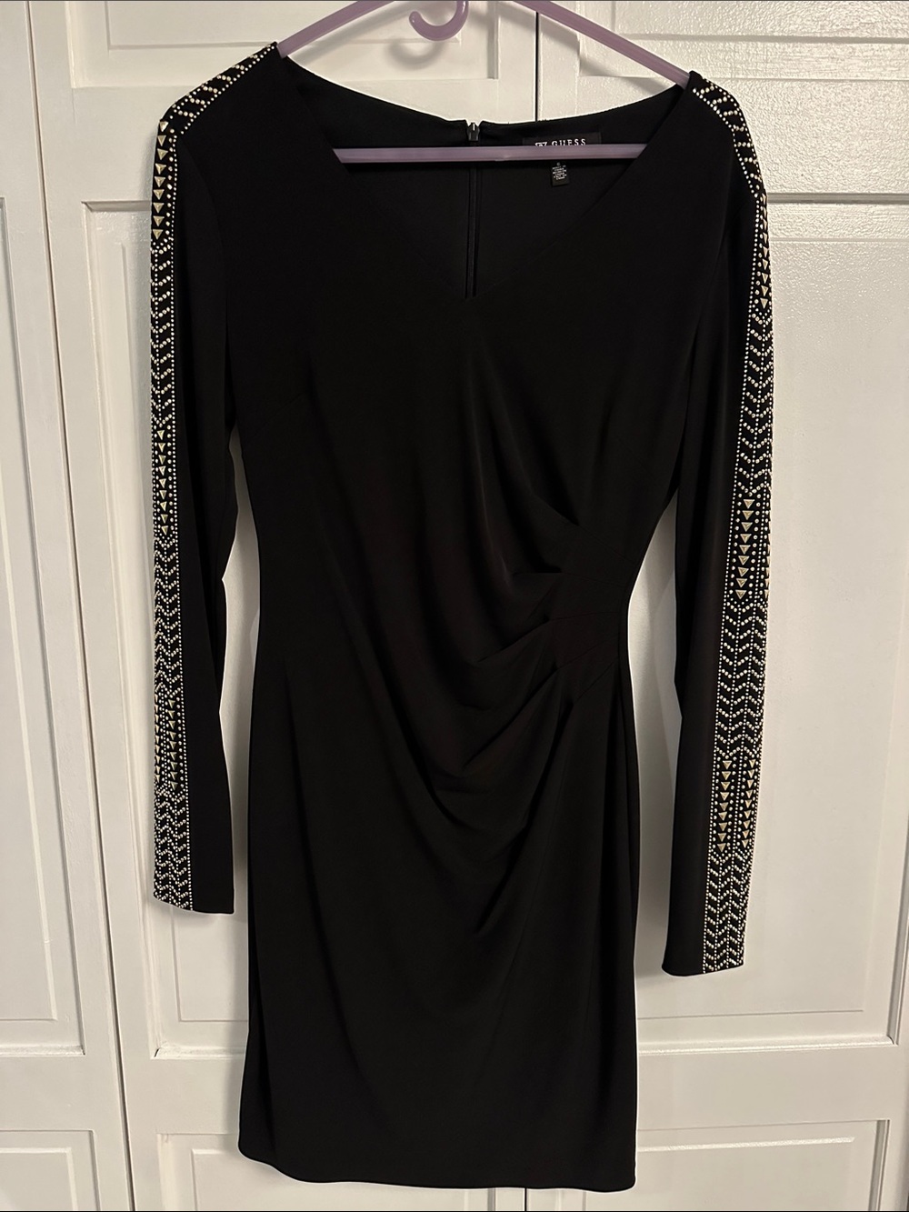 Black Embellished Long-Sleeve Dress